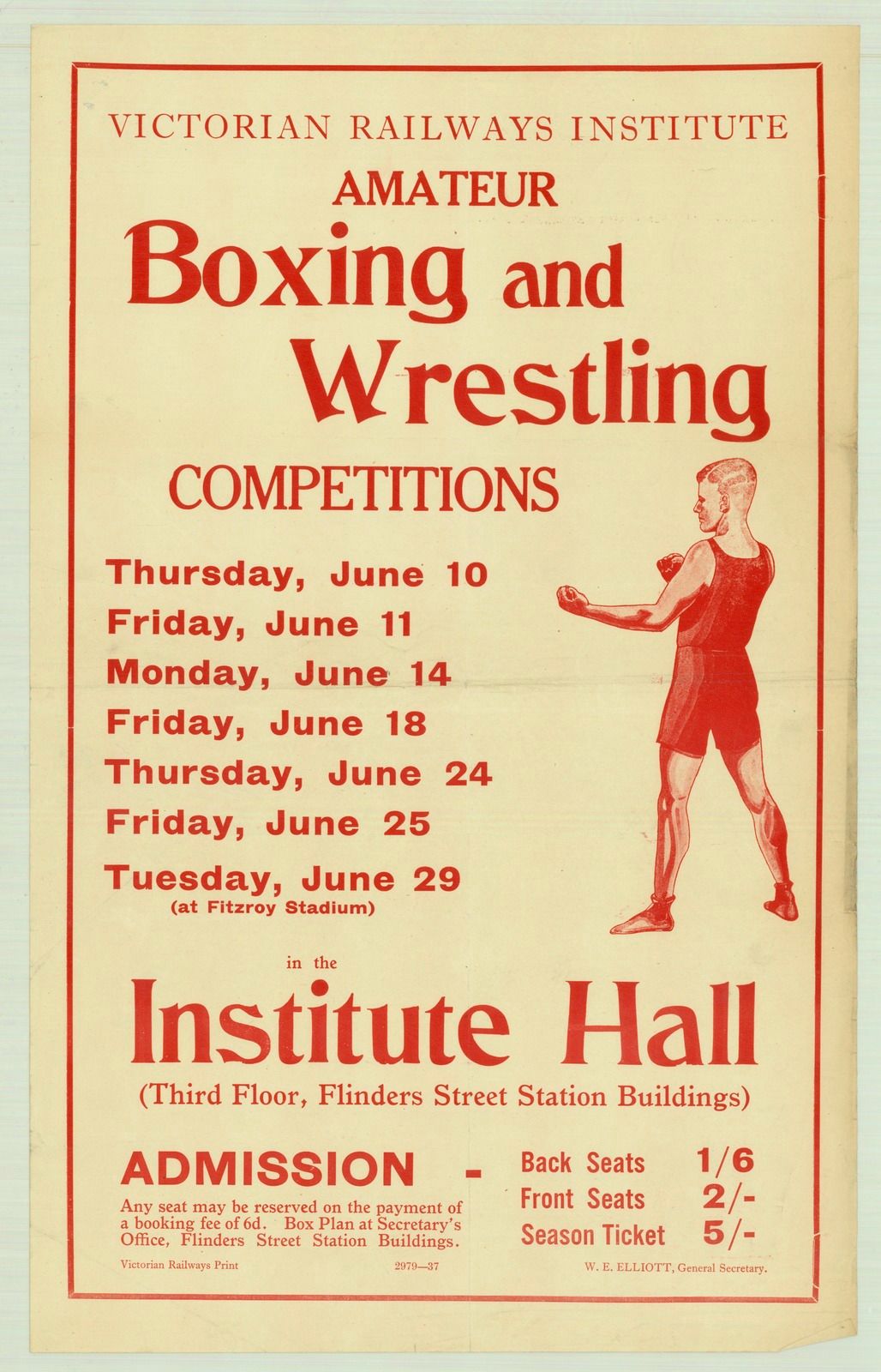 An old ad for Victorian Railways Institute amateur boxing and wrestling 