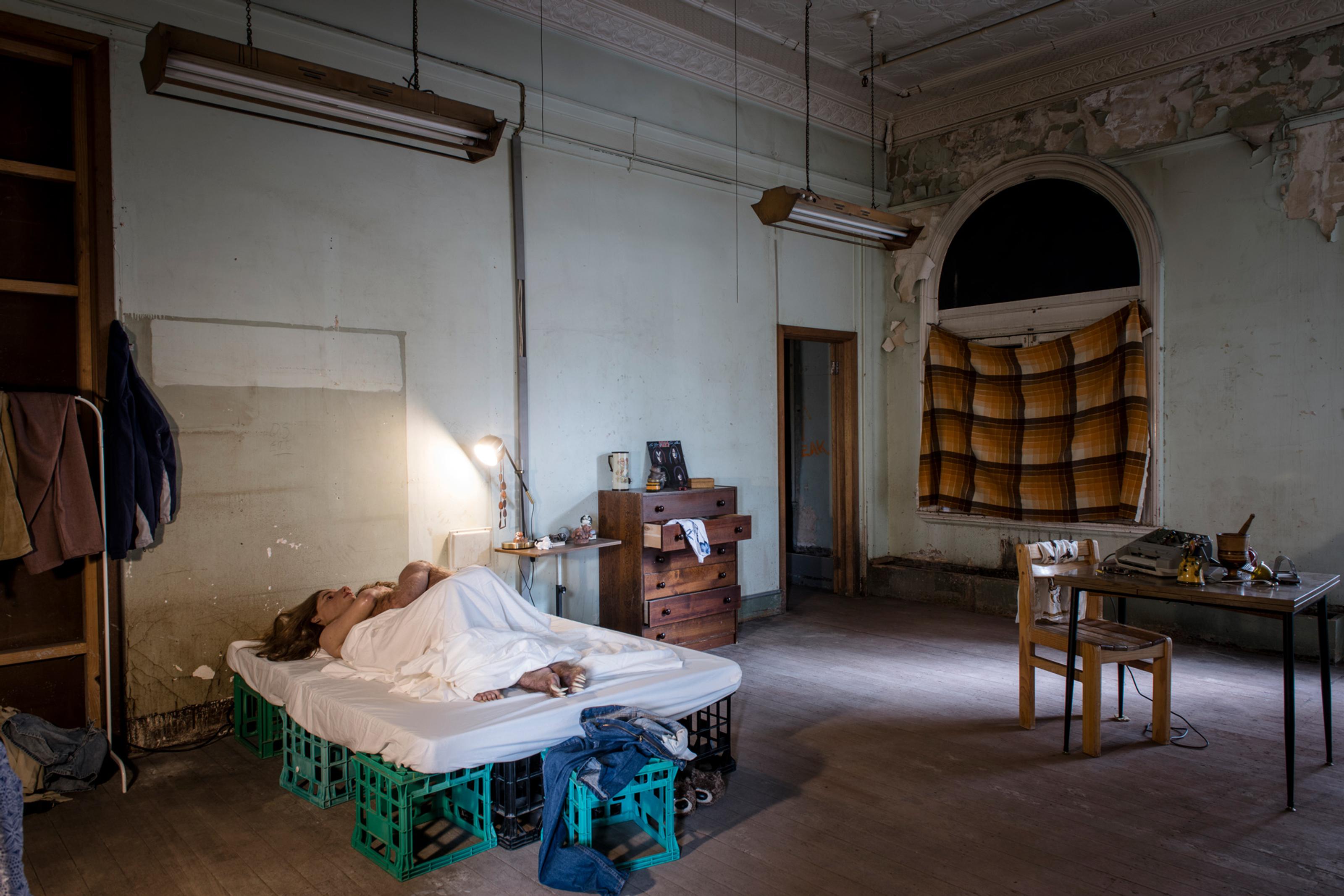 The Couple by Patricia Piccinini installed at A Miracle Constantly Repeated