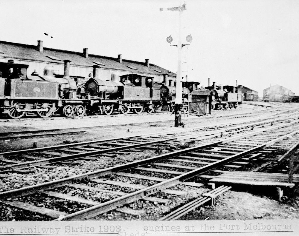 A photo of the railyards during the 1903 railway strike.